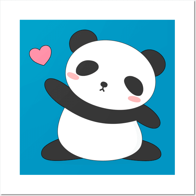 Kawaii Cute Panda Bear T-Shirt Wall Art by happinessinatee